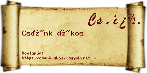 Csánk Ákos névjegykártya